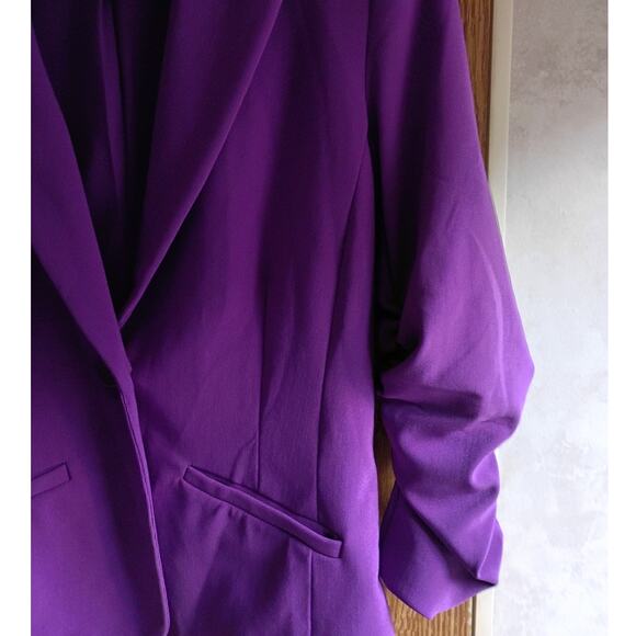 Vntg 2000s Boston Proper Purple Travel Knit 2-Piece Set Blazer 4 Dress Sz XS - Picture 15 of 16